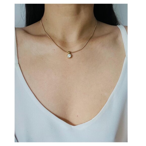 Dior Jewelry - Christian Dior Circle Round White Crystal Pendant Necklace.  17"  5.3g.